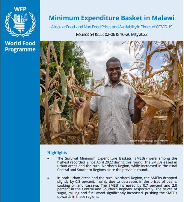 WFP Minimum Expenditure Basket in Malawi: Round 54 & 55 (combined) 2nd-6th and May 16th-20th, 2022