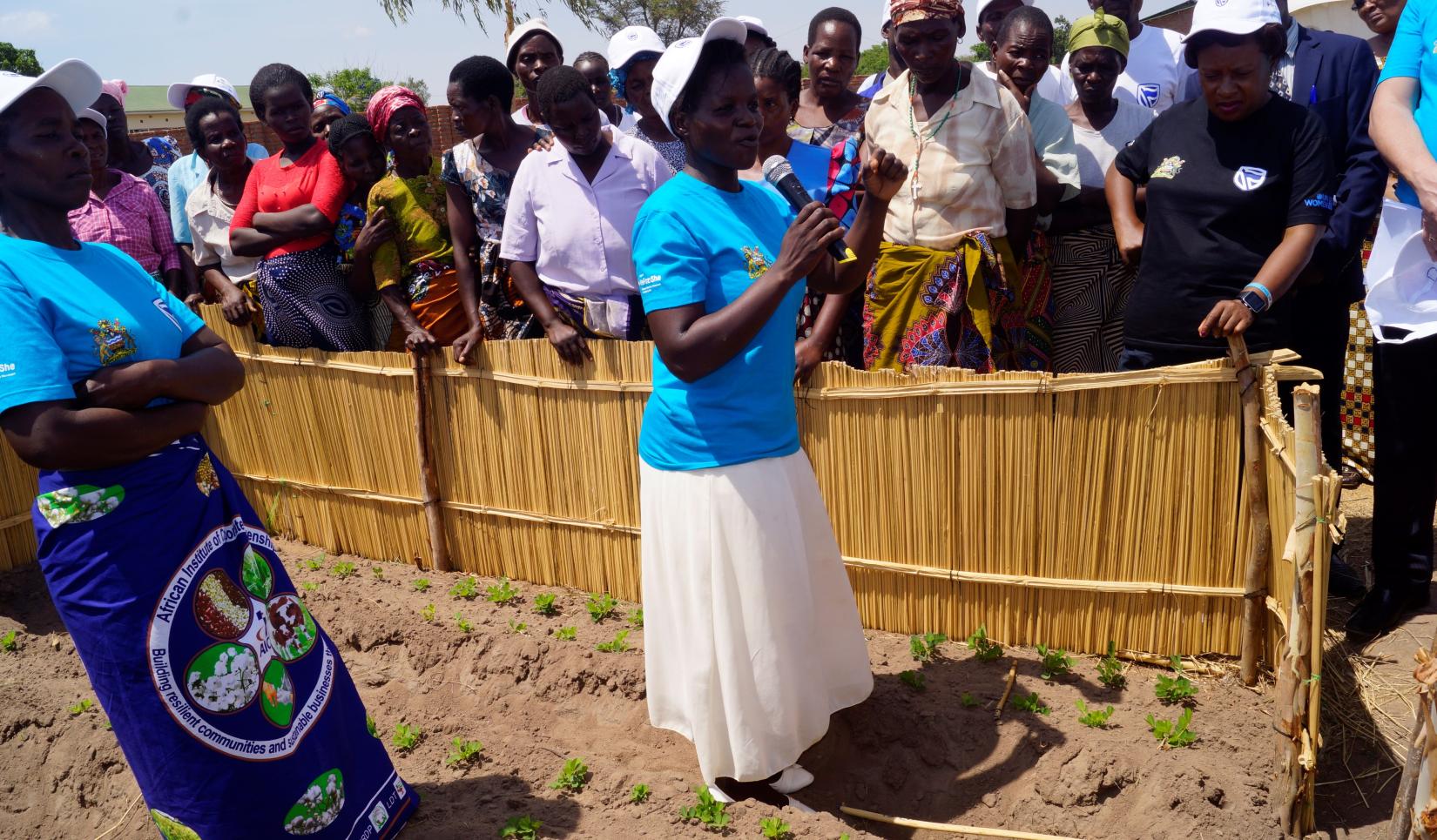 Women farmers from Gwiritse demonstrating  farming techniques