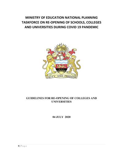 Guidelines for Re-Opening of Colleges and Universities