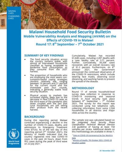 WFP Household Food Security Monitoring Bulletin Round 17