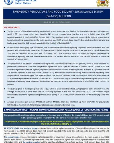 Emergency Agriculture and Food Security Surveillance System (EmA-FSS) Bulletin Issue 36