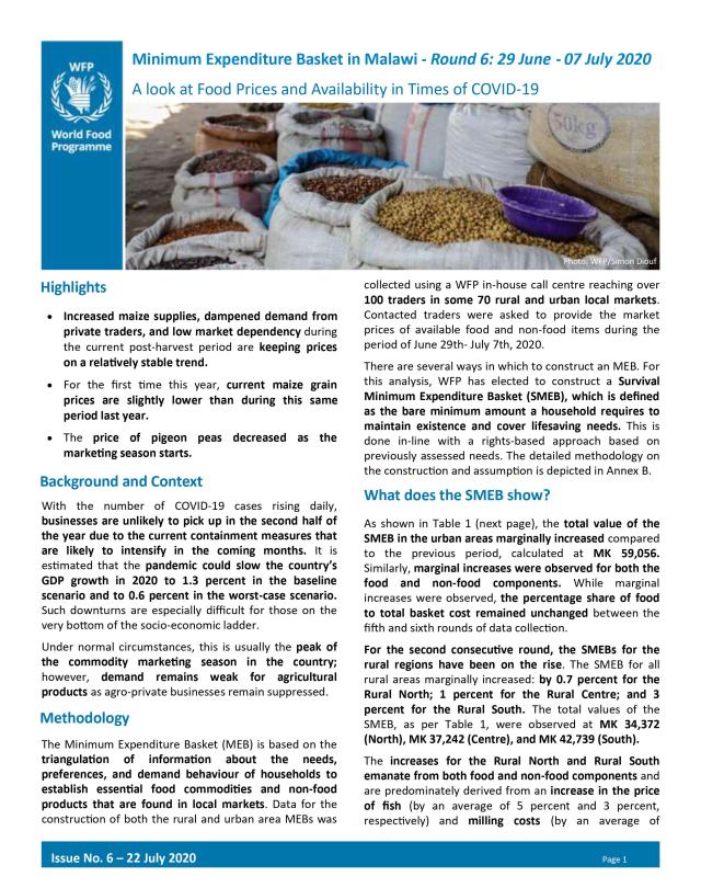 Minimum Expenditure Basket in Malawi Round 6