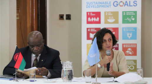 Chief Secretary to the Government of Malawi Lloyd Muhara (L) and UN Resident Coordinator Maria Jose Torres co-chairing the JSM